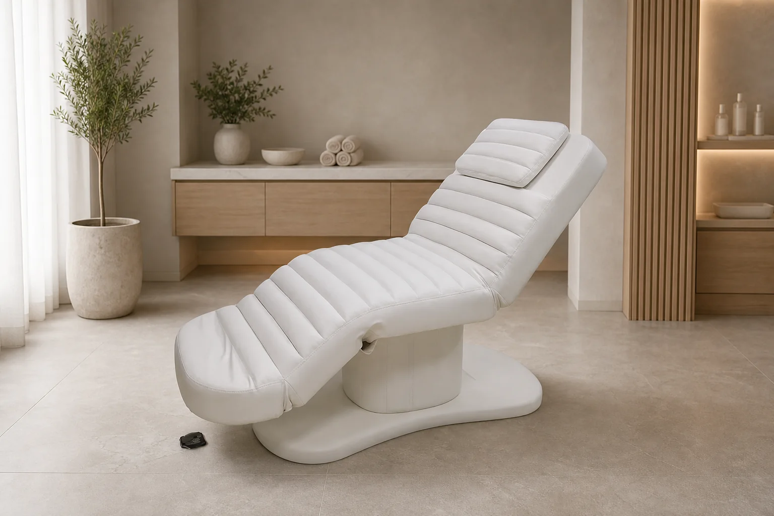 YIO-A02 electric beauty treatment bed in a professional treatment-room planning visualization