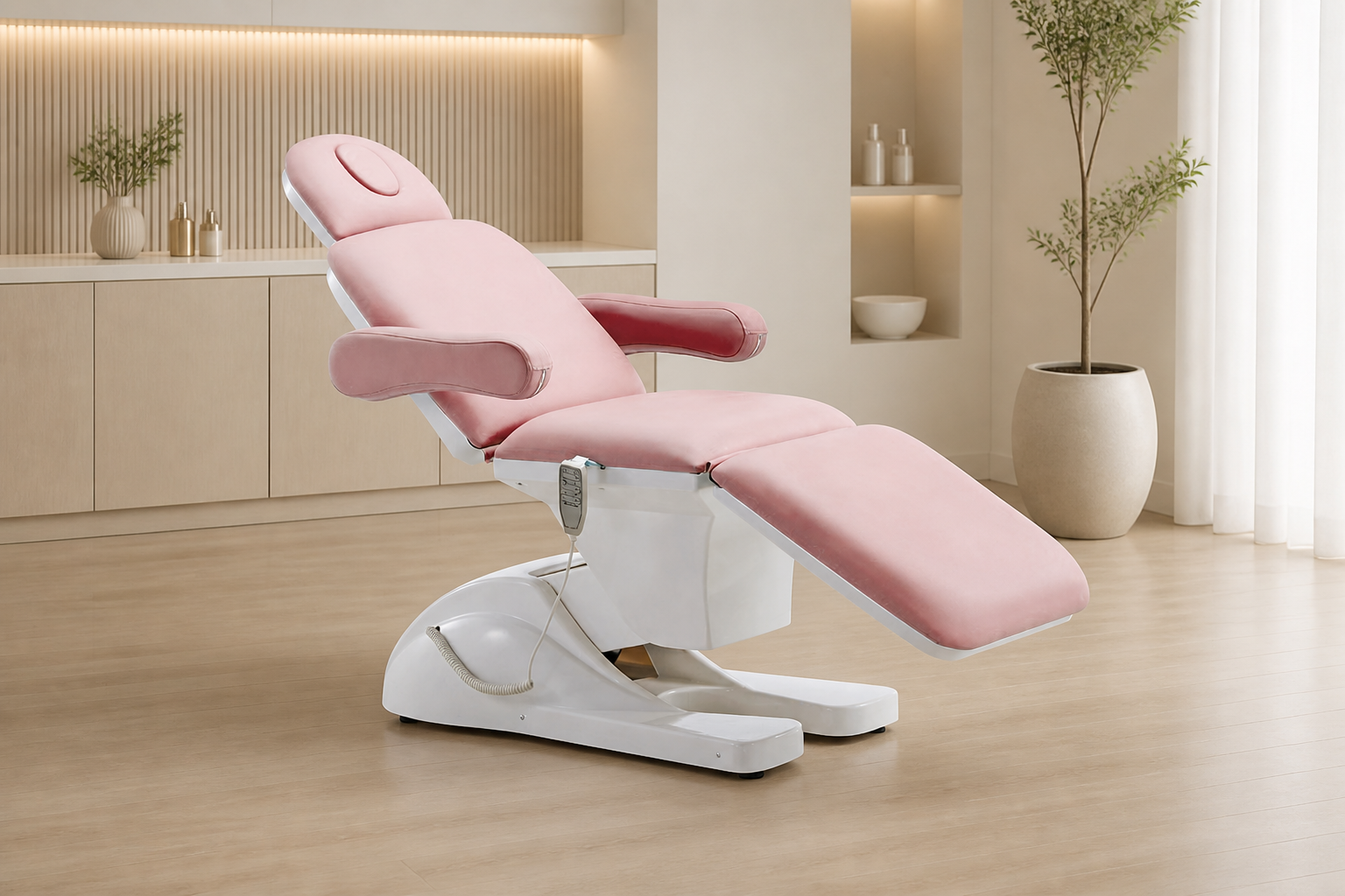 YIO-A03 electric facial treatment bed in a professional skincare room planning visualization