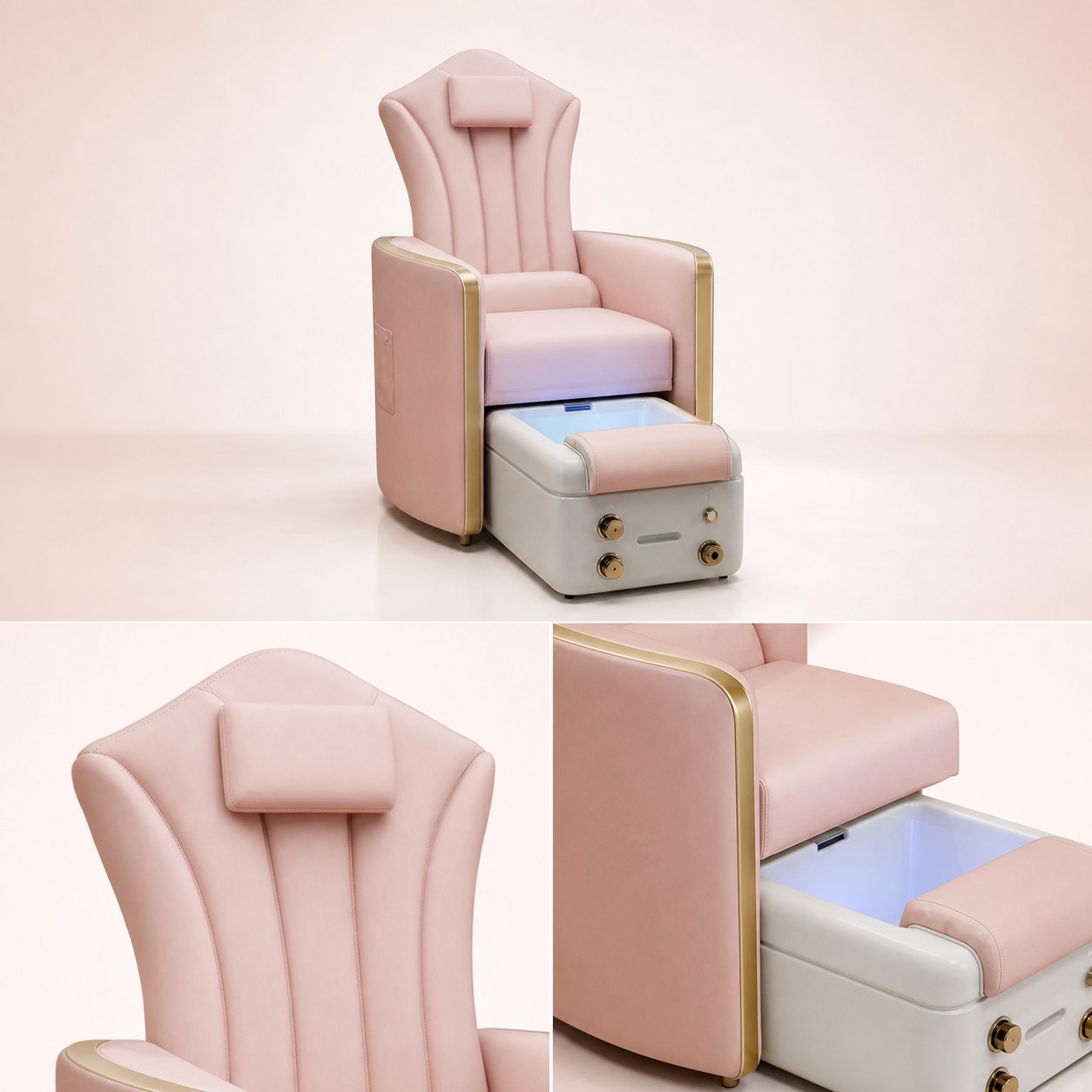 Compact Gold-Trim Pedicure Spa Chair YIO-C03 gallery 3