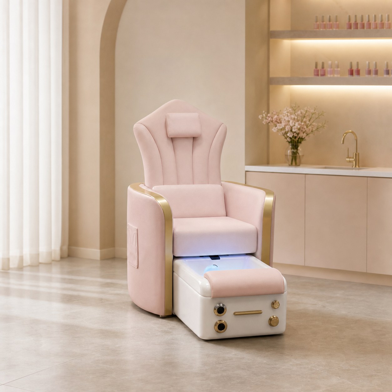 Compact Gold-Trim Pedicure Spa Chair YIO-C03 gallery 2