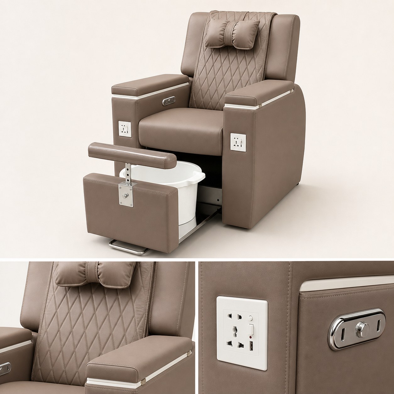 Quilted Pedicure Spa Chair with Front Basin YIO-C04 gallery 3