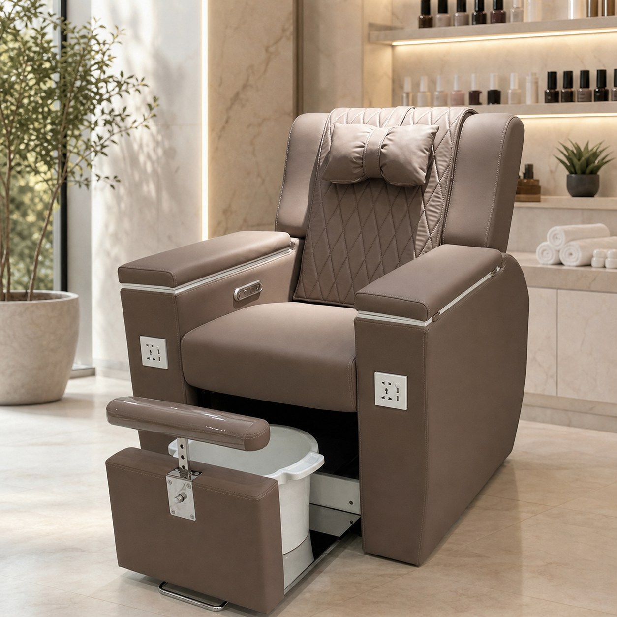 Quilted Pedicure Spa Chair with Front Basin YIO-C04 gallery 2